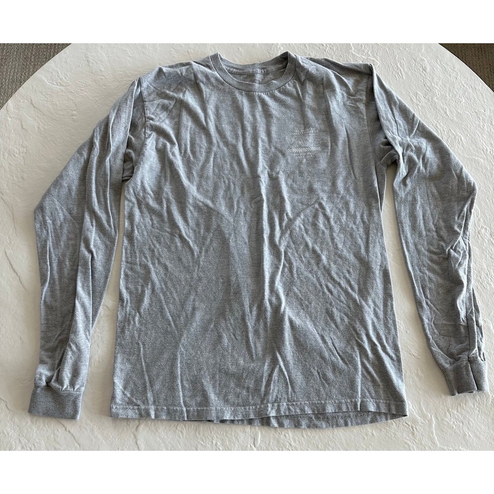 VANS Shirt Gray Long Sleeve Graphic Back Lightweight Crew Tee Skater